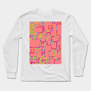 Rainbow Blocks on Deep Blush Pink 5748 Long Sleeve T-Shirt